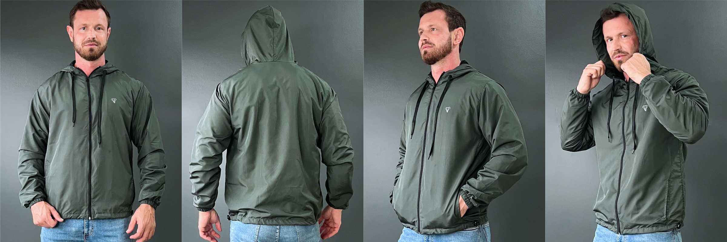 Jaqueta Corta Vento Masculina Forrada Verde Musgo