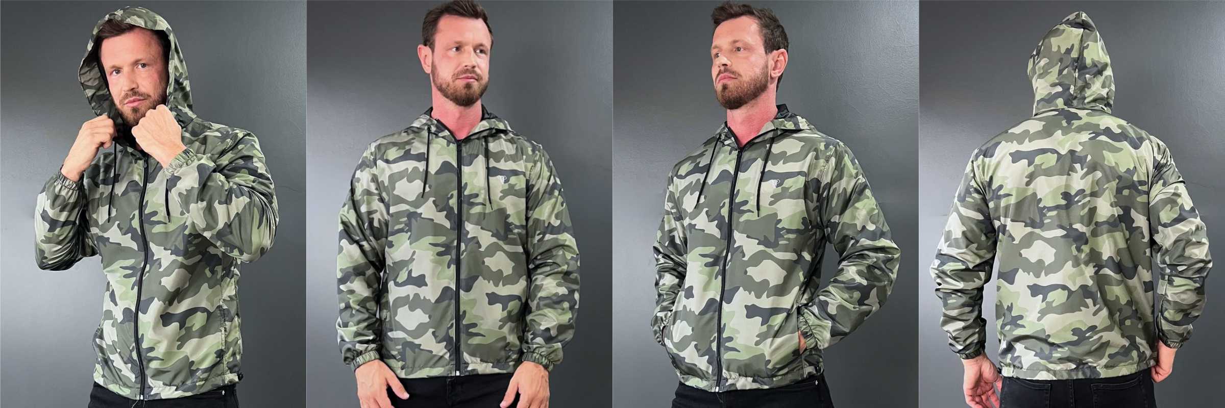Jaqueta Corta Vento Masculina Forrada Camuflada