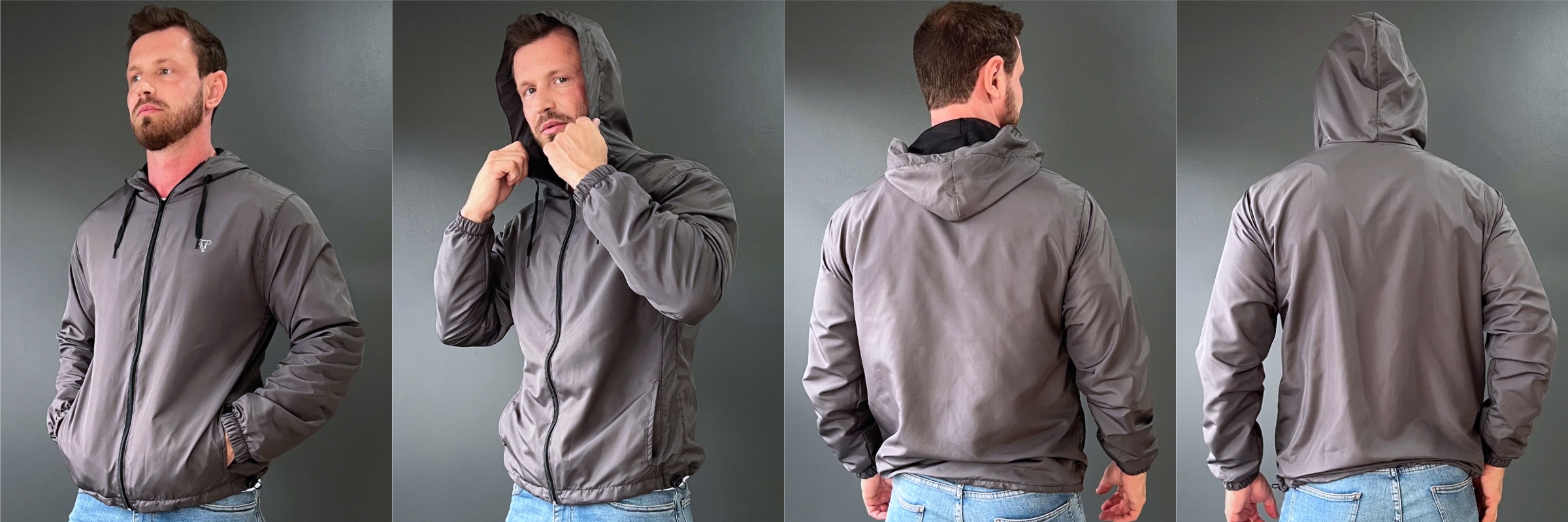 Jaqueta Corta Vento Masculina Forrada Chumbo
